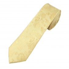 Lemon Floral Pattern Boys Skinny Tie