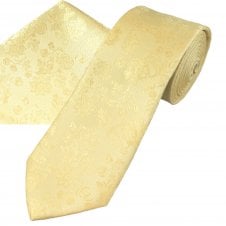 Lemon Floral Pattern Men's Tie & Pocket Square Handkerchief Set
