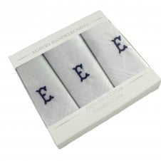 Letter E Initial 100% Cotton Men's White Handkerchief 3-Pack Set