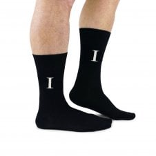 Letter I Black Cotton Rich Men's Socks