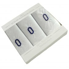 Letter O Initial 100% Cotton Men's White Handkerchief 3-Pack Set