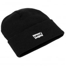 Levi's Black Batwing Embroidered Logo Beanie Hat