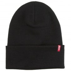 Levi's Black Slouchy Red Tab Beanie Hat