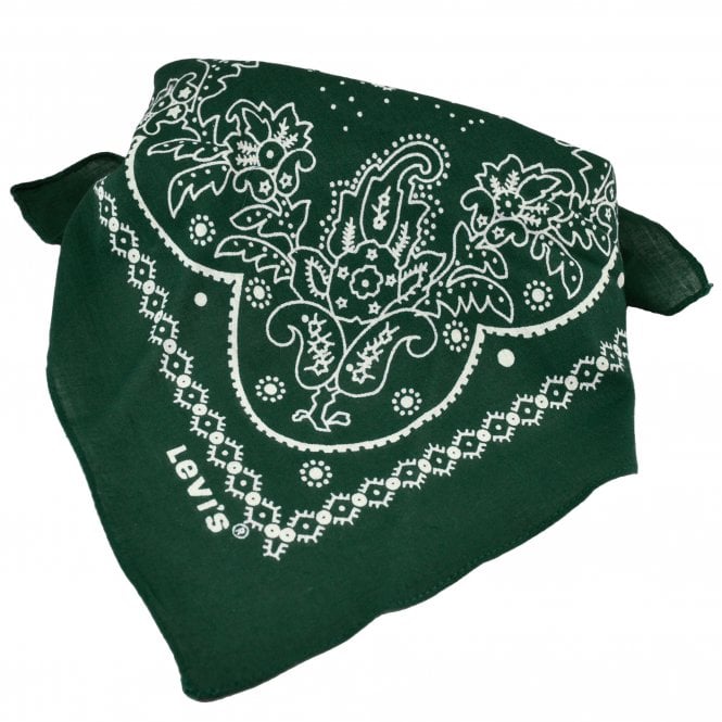 Levi's Bottle Green & White Paisley Patterned Bandana Neckerchief