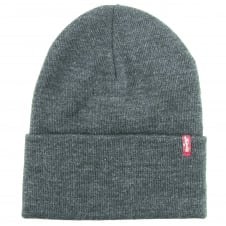 Levi's Grey Slouchy Red Tab Beanie Hat