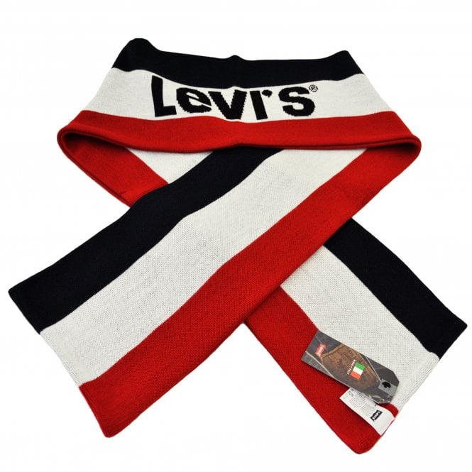 Levi's Olympic Navy Blue, White & Red Striped Men's Scarf