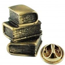 Library Books Bronze Finish Lapel Pin Badge