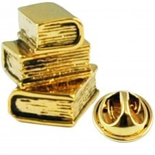 Library Books Gold Plated Lapel Pin Badge