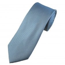 Light Blue, Blue & Silver Grey Micro Check Pattern Luxury Silk Men's Tie