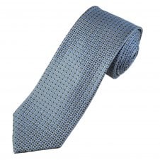 Light Blue, Silver & Grey Patterned Luxury Silk Men's Tie