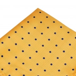 Light Gold & Navy Blue Polka Dot Pocket Square Handkerchief