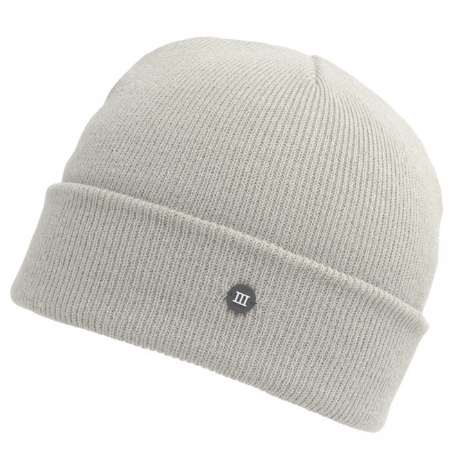 Light Grey Fine Knitted Beanie Hat with Rubber Tresanti Logo