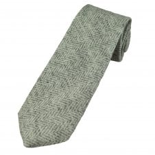 Light Grey & Off-White Chevron Pattern Tweed Wool Men's Tie
