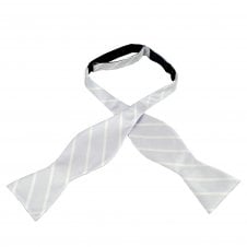 Light Lavender Blue & White Striped Men's Self Tie Bow Tie