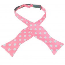 Light Pink & White Polka Dot Men's Self Tie Bow Tie