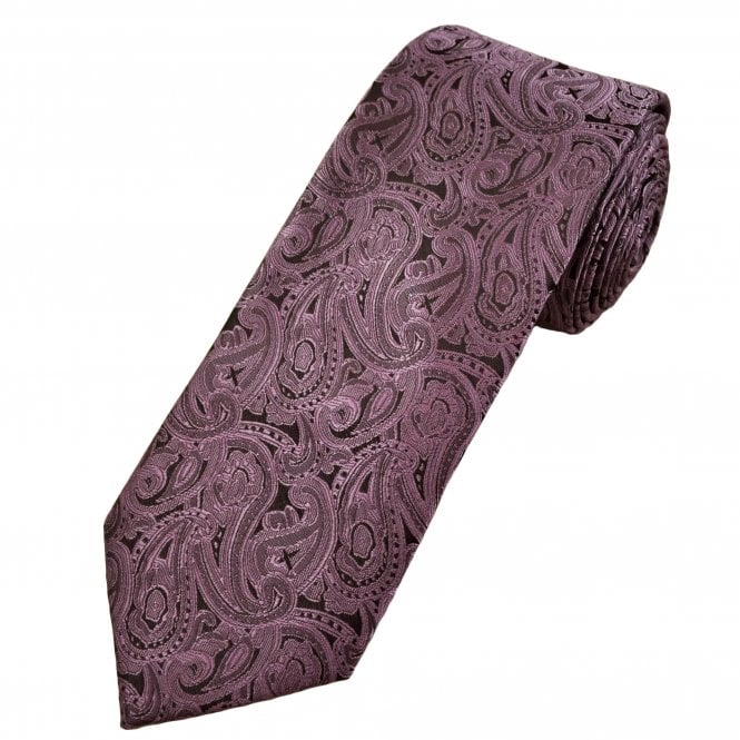 Lilac & Black Paisley Pattern Men's Tie