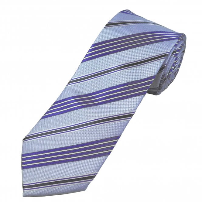 Lilac, Purple, Navy Blue & White Striped Men's Tie