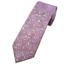 Lilac & Silver Paisley Pattern Men's Tie