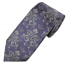 Lilac & Silver Paisley Patterned Men's Silk Tie