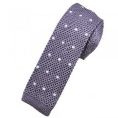 Lilac & White Polka Dot Silk Knitted Tie