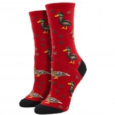 Lucky Ducks Red Luxury Ladies Socks