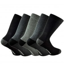 Lupi Romani 5 Pair Pack Black, Charcoal & Light Grey Heel & Toe Men's Socks - Size 6-11