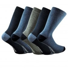Lupi Romani 5 Pair Pack Blue, Navy & Grey Heel & Toe Men's Socks - Size 6-11