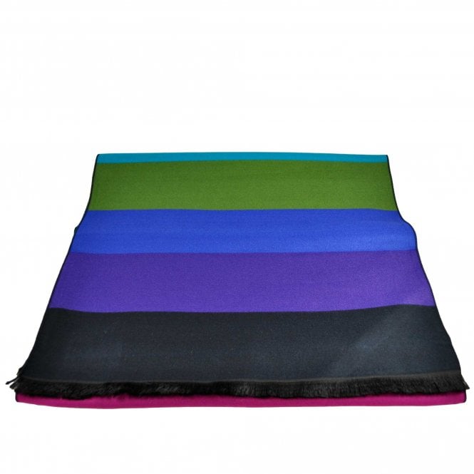 Lupi Romani Black, Fuchsia Pink, Turquoise, Green, Royal Blue & Purple Striped Scarf