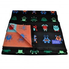 Lupi Romani Black With Colourful Alien Monsters Patterned Scarf
