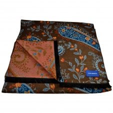 Lupi Romani Brown, Blue, Silver & Orange Flower Patterned Scarf