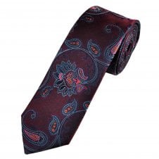 Lupi Romani Burgundy, Blue, Orange & Pink Paisley Patterned Men's Silk Tie