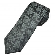 Lupi Romani Charcoal Grey Paisley Pattern Men's Silk Tie