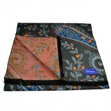 Lupi Romani Dark Grey, Blue, Silver & Orange Flower Patterned Scarf