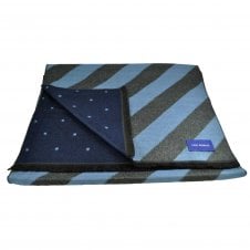 Lupi Romani Light Blue & Grey Striped & Navy & Light Blue Polka Dot Patterned Double Face Scarf