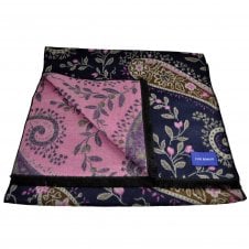 Lupi Romani Navy, Brown, Ivory & Pink Flower Patterned Scarf