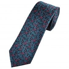 Lupi Romani Navy, Light Blue, Pink & Lilac Flower Patterned Men's Silk Tie