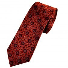 Lupi Romani Navy, Red & Orange Patterned Men's Silk Tie