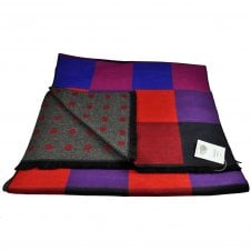 Lupi Romani Navy, Royal Blue, Red, Purple & Fuchsia Pink Checked & Grey & Red Polka Dot Patterned Double Face Scarf
