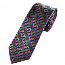 Lupi Romani Royal Blue, Fuchsia Pink, Turquoise, Red, Purple & Green Patterned Men's Silk Tie