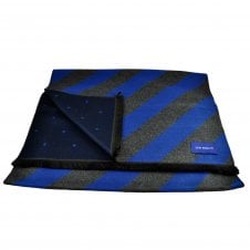 Lupi Romani Royal Blue & Grey Striped & Navy & Royal Blue Polka Dot Patterned Double Face Scarf