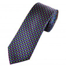 Lupi Romani Royal Blue, Plum, Fuchsia Pink & Green Patterned Men's Silk Tie