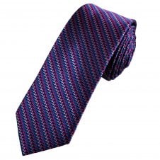 Lupi Romani Royal Blue, Purple, Pink & Silver Chevron Patterned Men's Silk Tie
