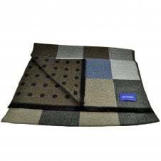 Lupi Romani Shades Of Grey & Brown Checked & Beige & Navy Polka Dot Patterned Double Face Scarf