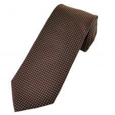 Luxury Burgundy & Silver Square Patterned Men's Silk Tie