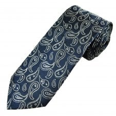 Luxury Navy Blue, Black & Grey Paisley Men's Silk Tie