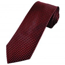 Luxury Navy Blue & Red Polka Dot Spot Men's Silk Tie