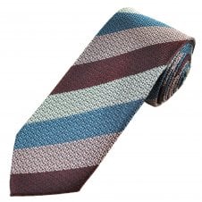 Luxury Red, Pink, Blue & Silver Striped Men's Silk Tie