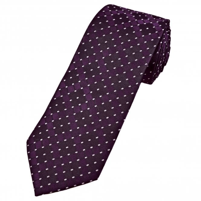 Magenta Purple, Black & White Patterned Men's Extra Long Tie
