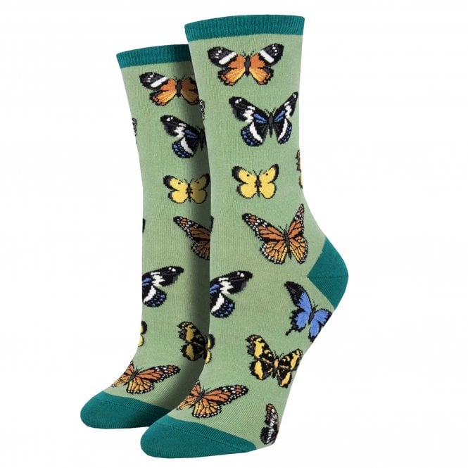 Majestic Butterflies Green Luxury Ladies Socks