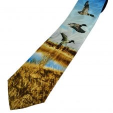 Mallards Ducks Flying Over Water Men's Novelty Tie
